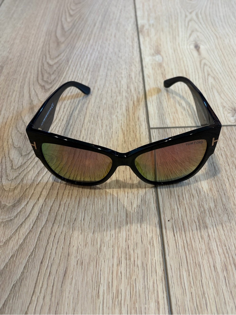 Tom Ford Anoushka FT0371 Black Cat Eye Mirrored Sunglasses Made in Italy